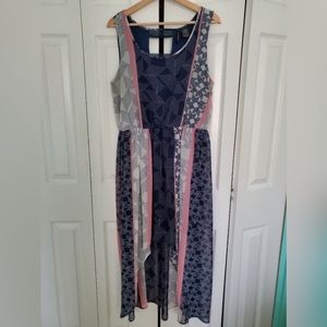 Cute High-Low Sleeveless Patterned Spring Dress